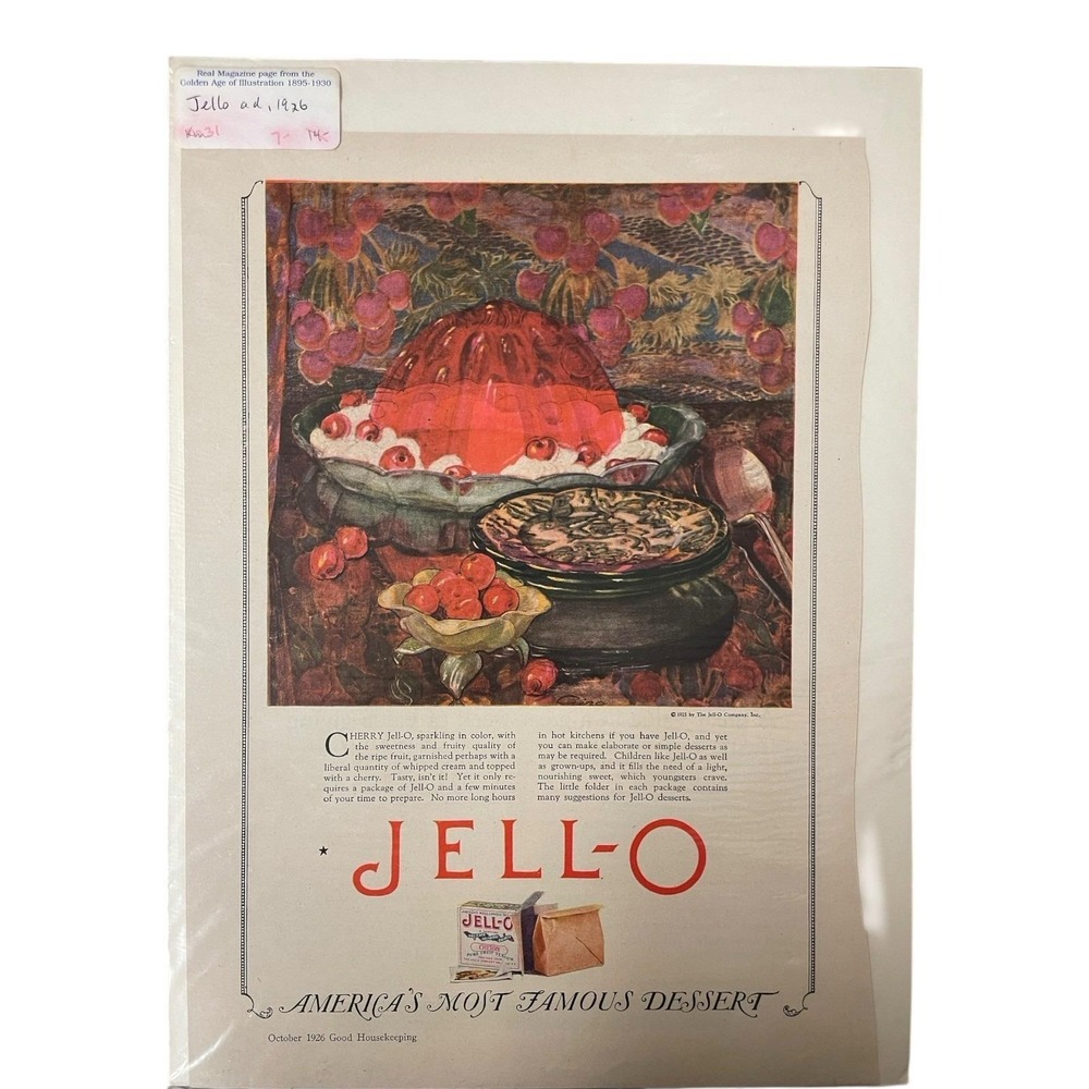 Jell-O Cherry Sparking Mold 1926 Antique Print Ad Good Housekeeping
